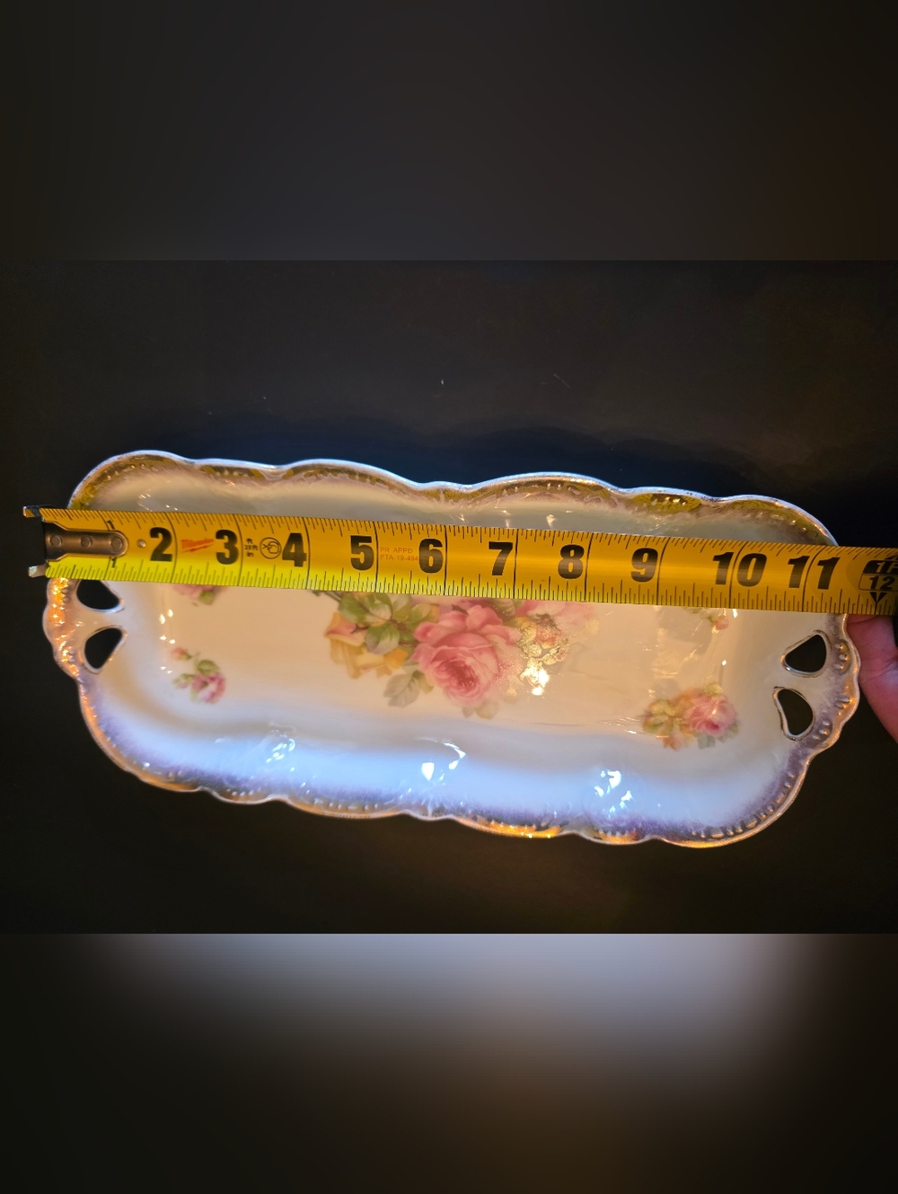 Reticulated Porcelain Serving Tray – Early 1900s – Hand‑Painted Roses - Picture 10 of 10